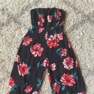 Forever 21 Floral Strapless Jumpsuit